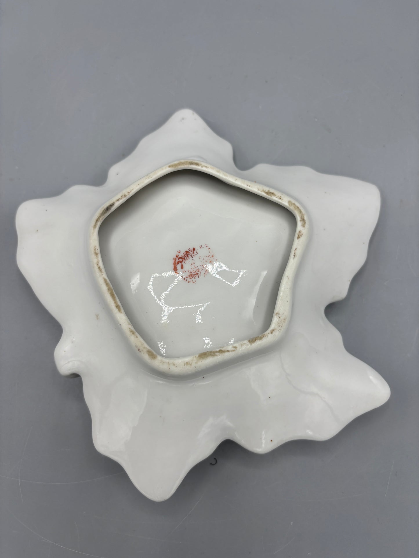 Hand painted porcelain leaf trinket dish