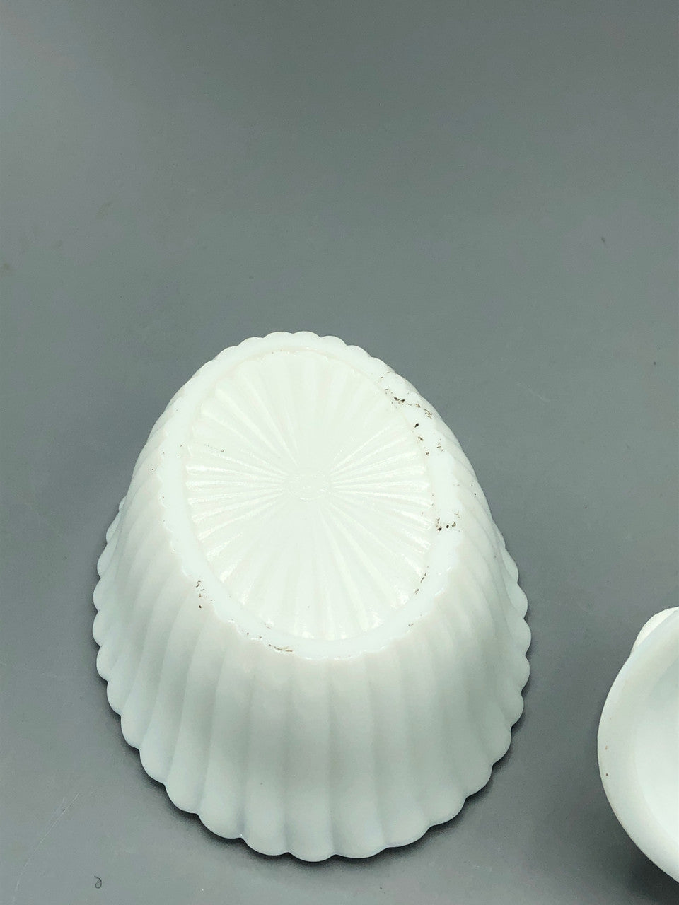 Westmorland milk glass painted rabbit dish