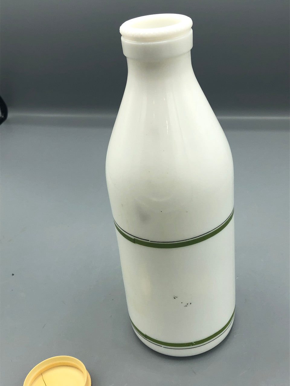 Vintage 60s hand painted milk glass bottle