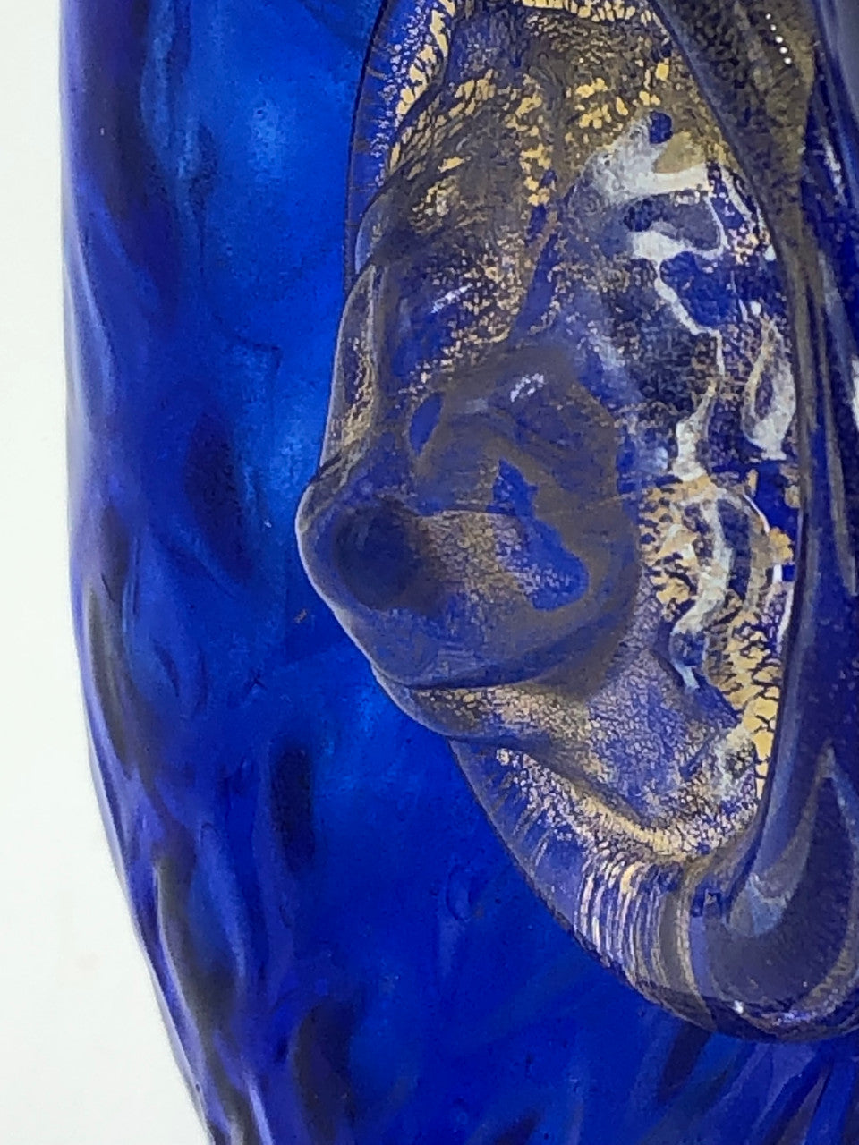 Art glass blue & gold decanter with stopper