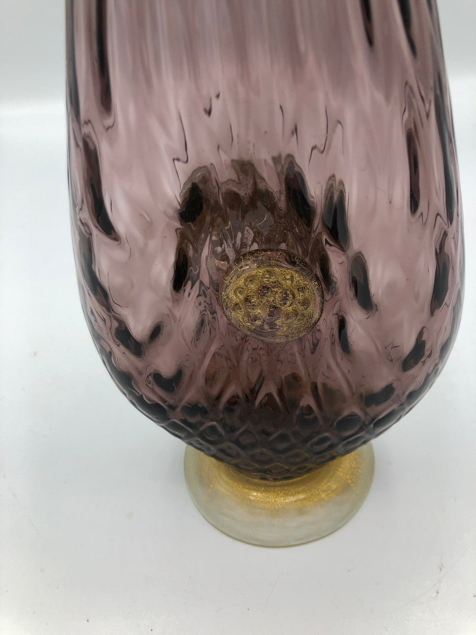 Art glass purple & gold decanter with stopper