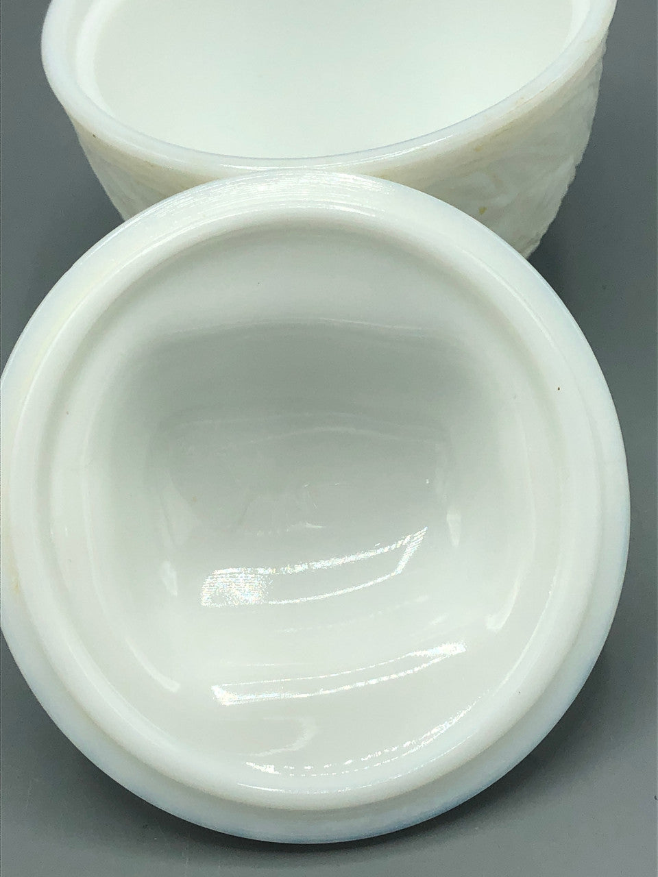 Avon milk glass bird on nest dish