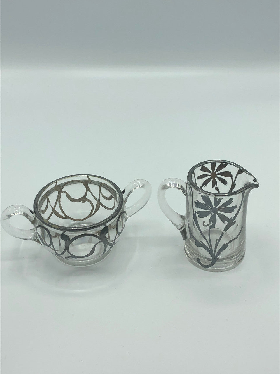 Silver overlay cream & sugar set