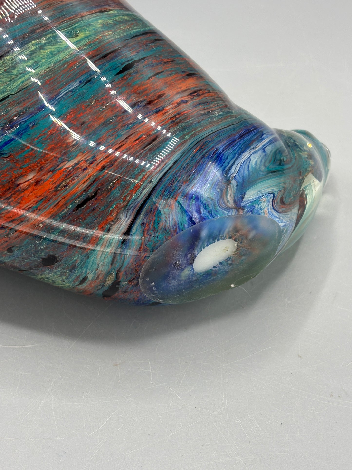 Murano art glass multi color conch shell