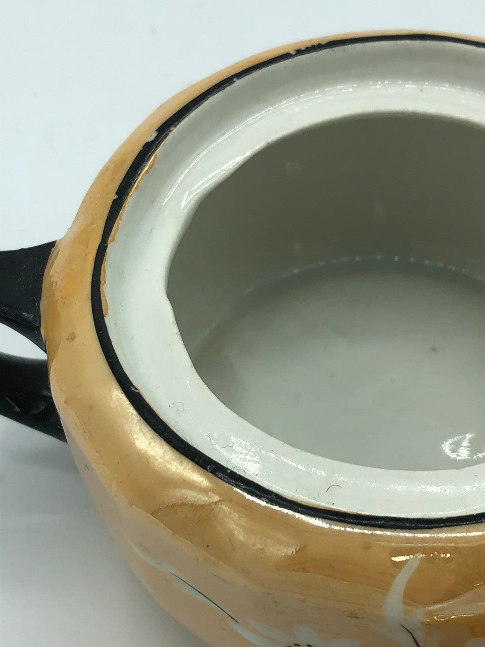 German Sugar bowl with lid orange & black