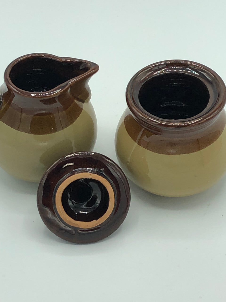 Vintage 3 tone brown Creamer & Sugar