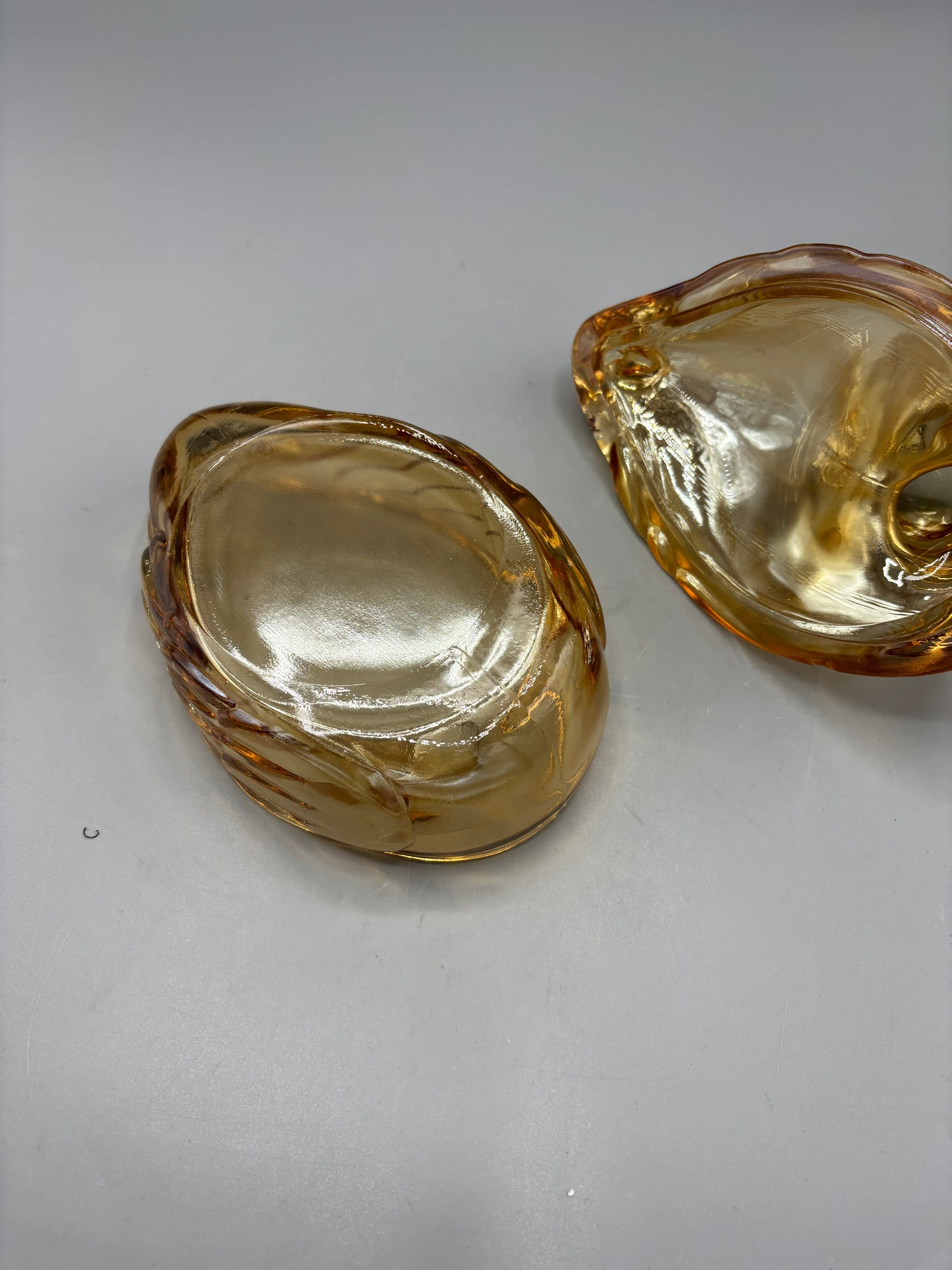 Carnival glass marigold duck