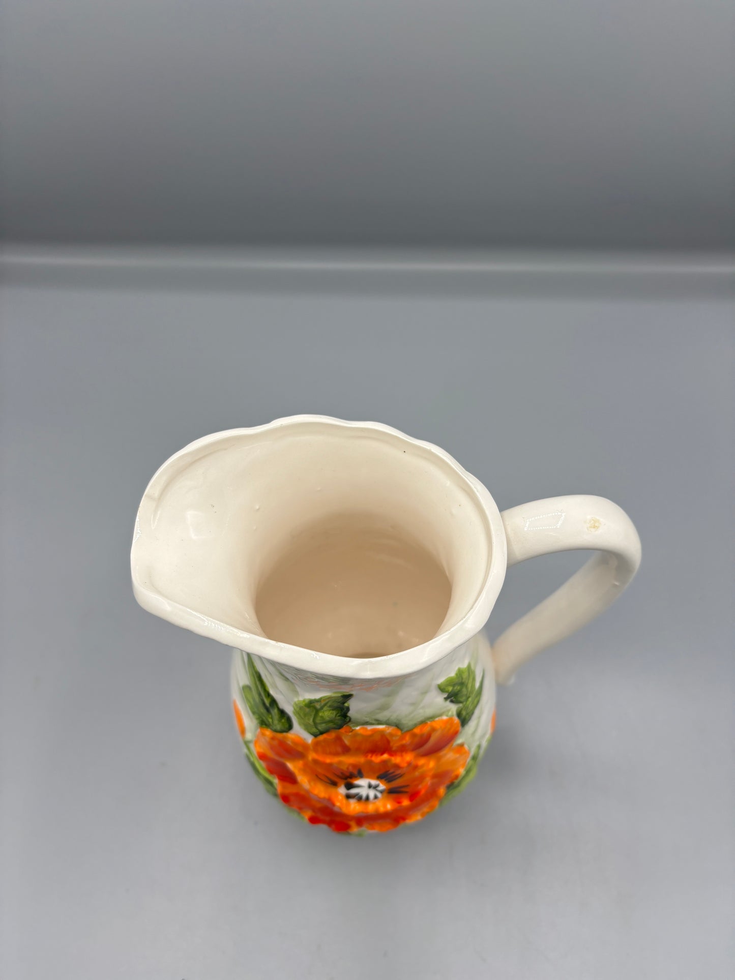 Lefton hand painted Poppy floral pitcher