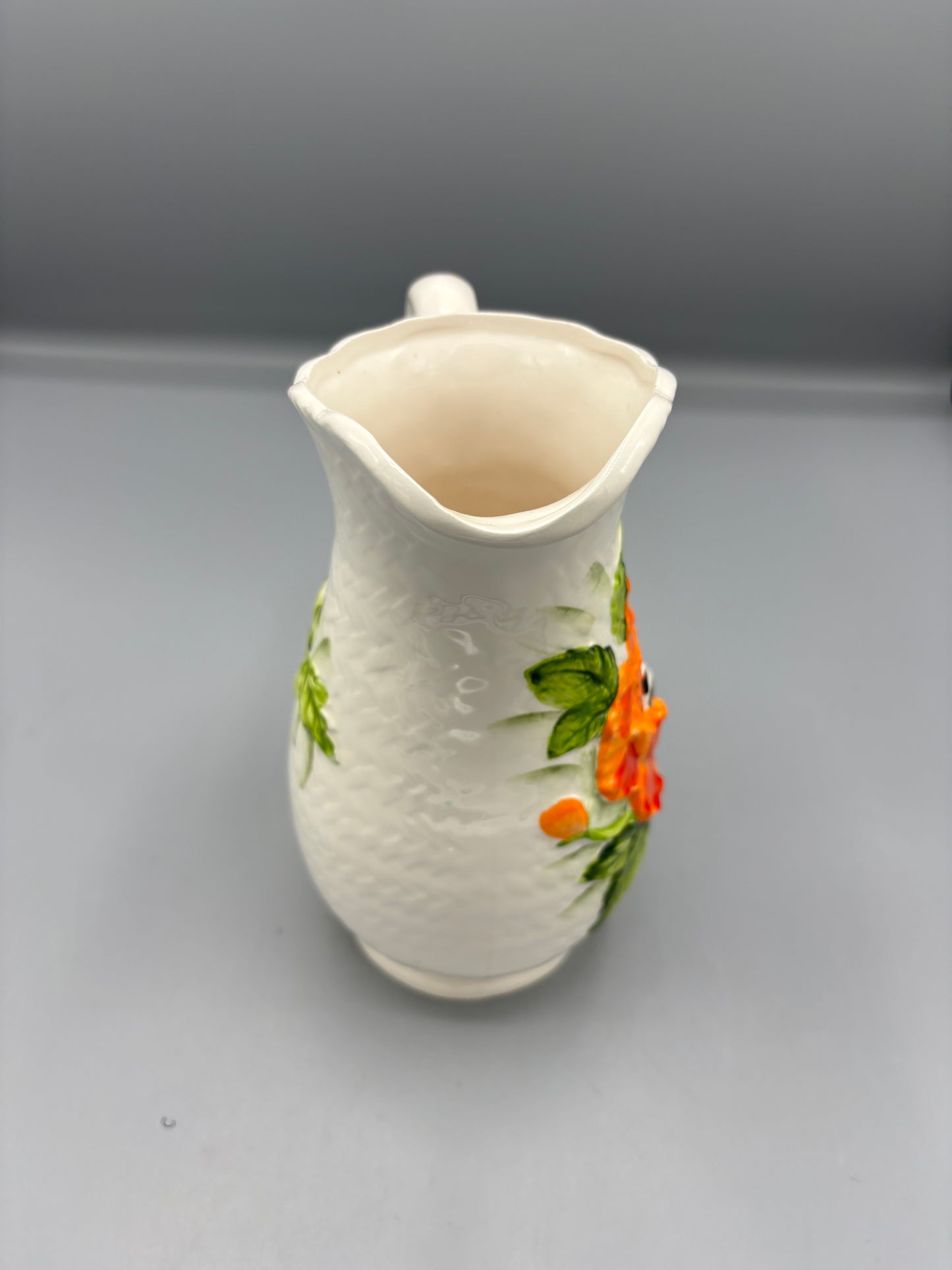 Lefton hand painted Poppy floral pitcher