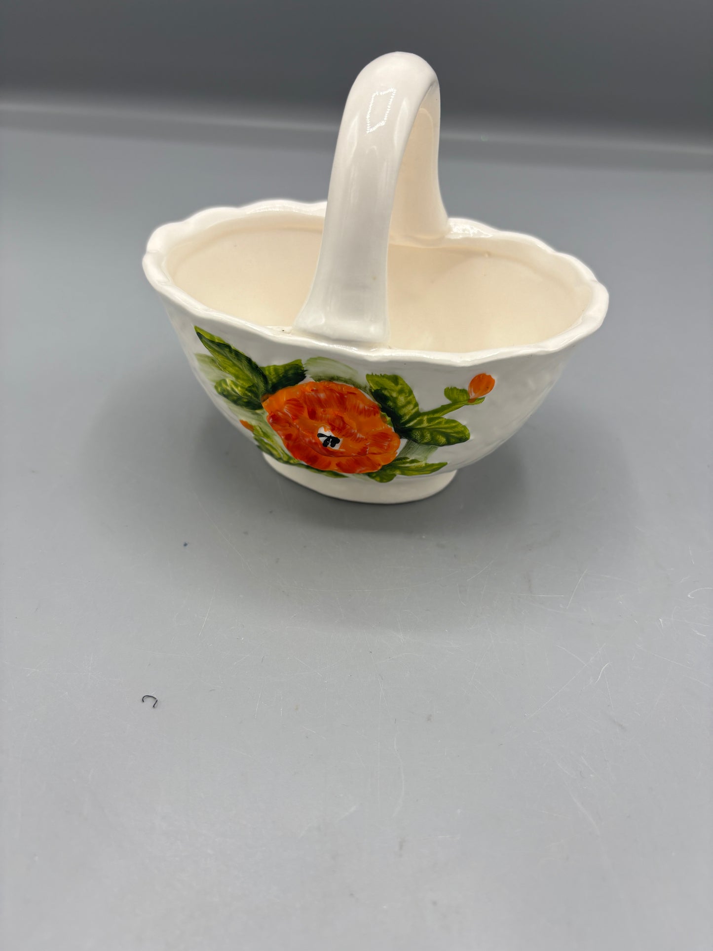 Lefton hand painted Poppy floral flower basket