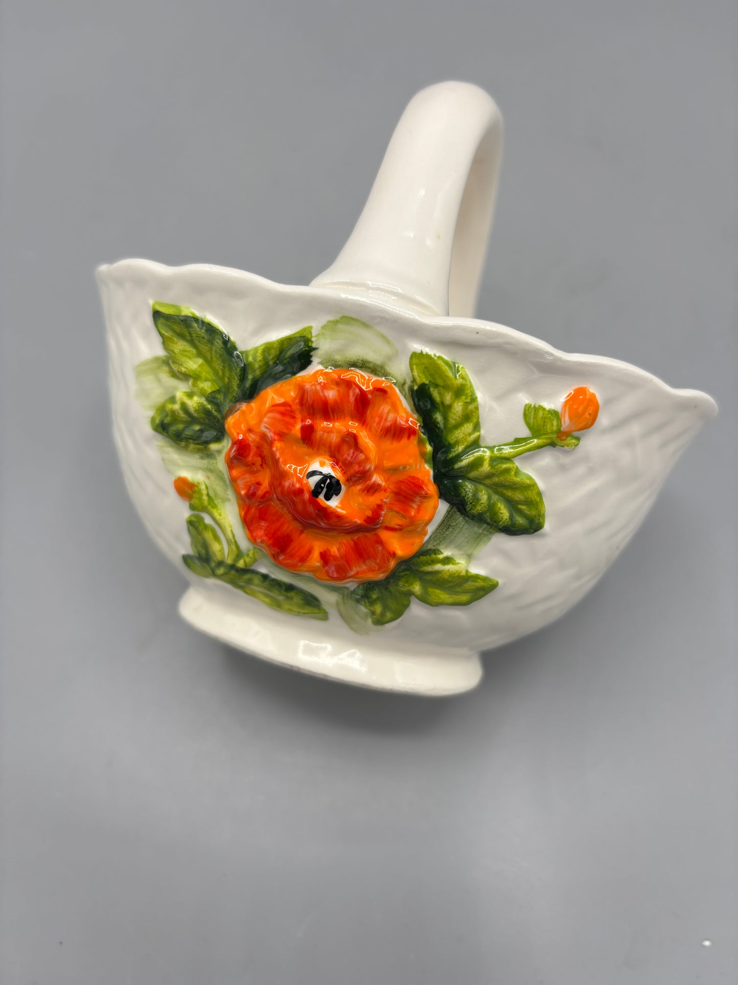 Lefton hand painted Poppy floral flower basket