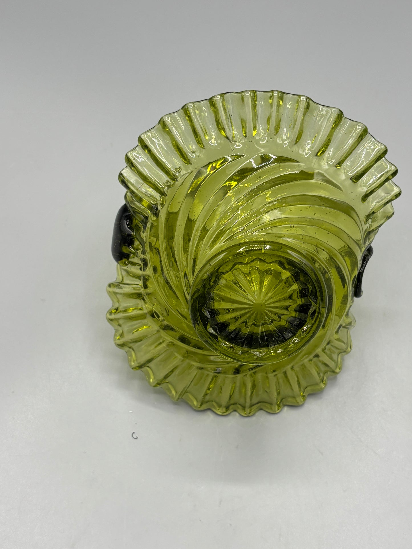 Vintage Fenton olive green basket