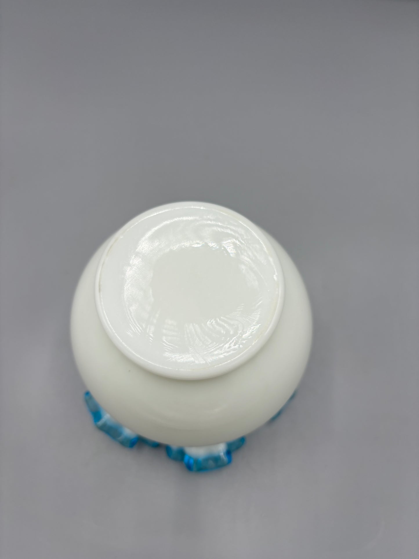 Vintage Fenton Aqua blue crest glass vase