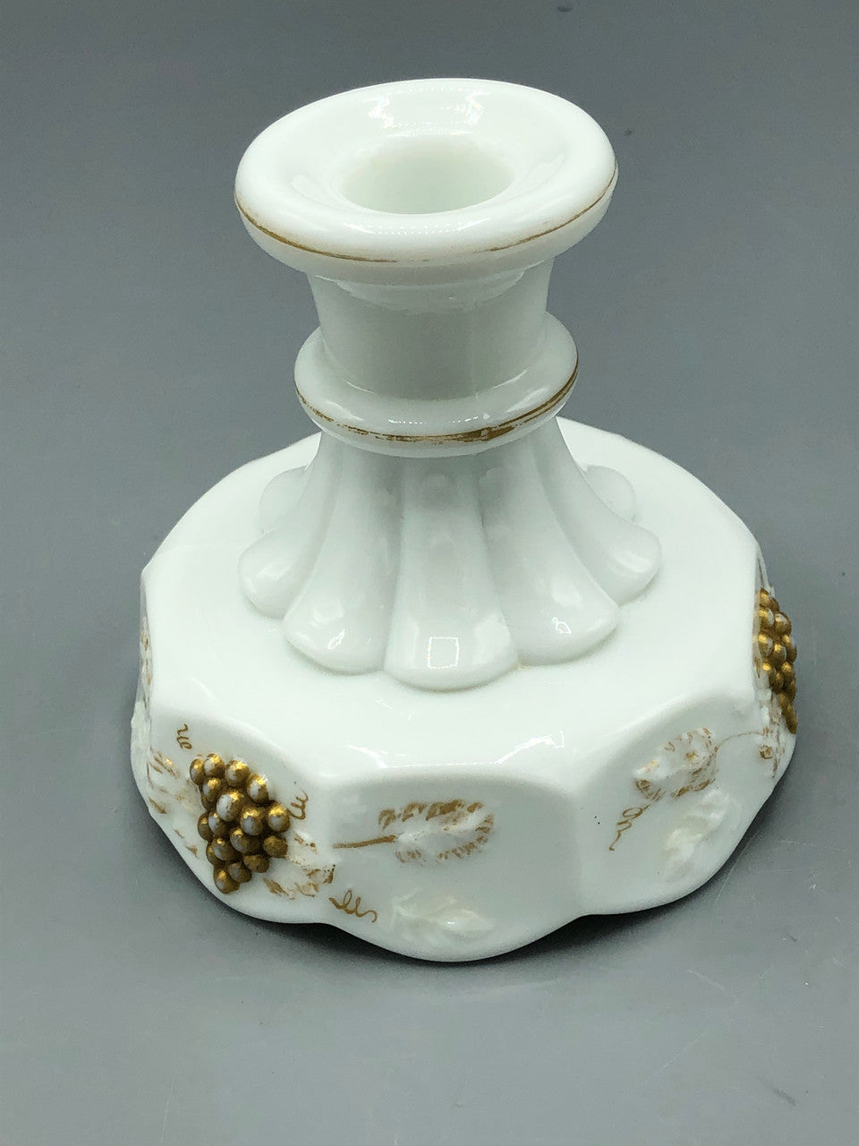 Westmoreland Paneled Gold Grape Milk Glass Candleholder