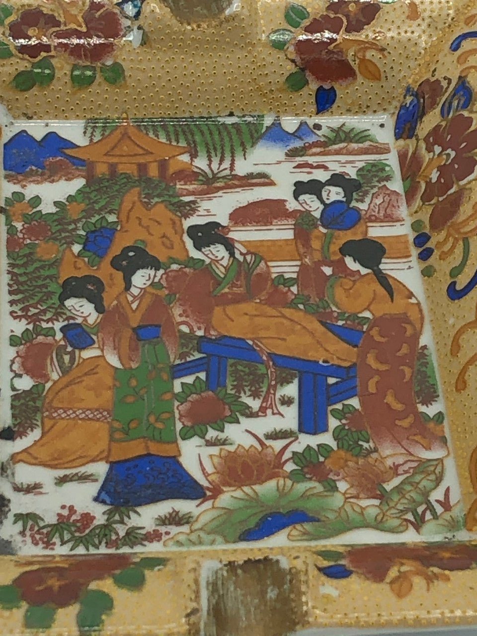 Vintage Ceramic Ashtray with Asia Scene