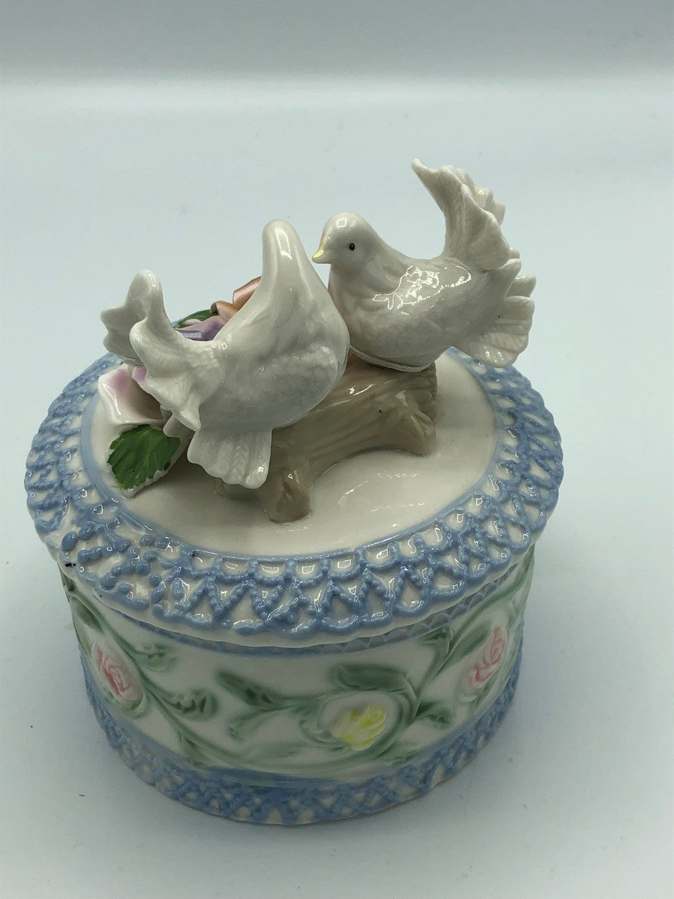 Vintage Dove Floral Trinket Box