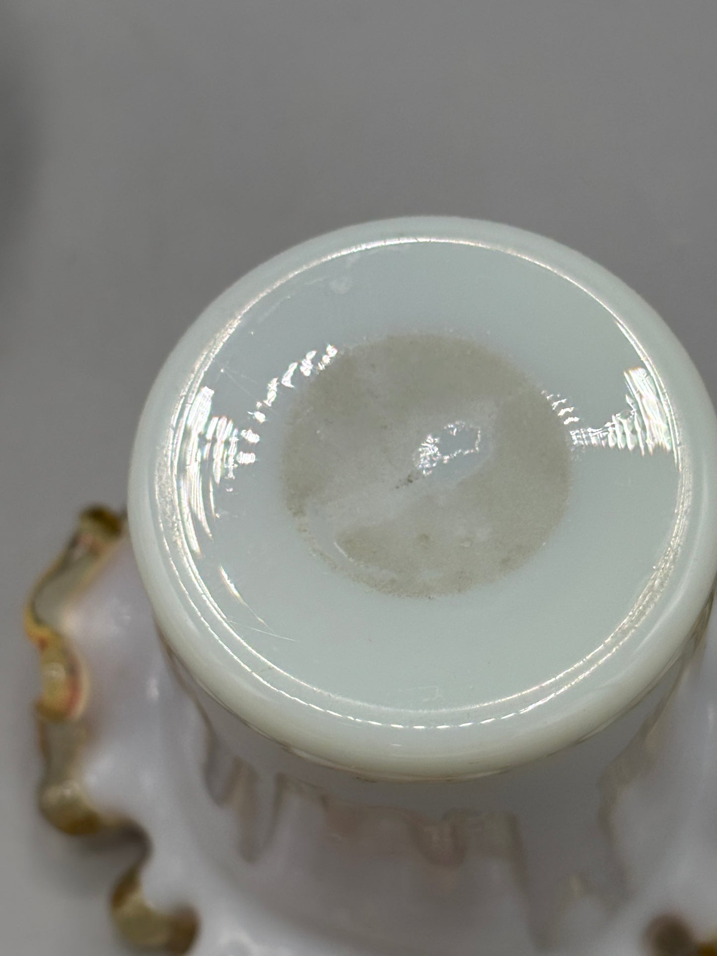 Vintage Fenton Amber Crest vase in metal holder