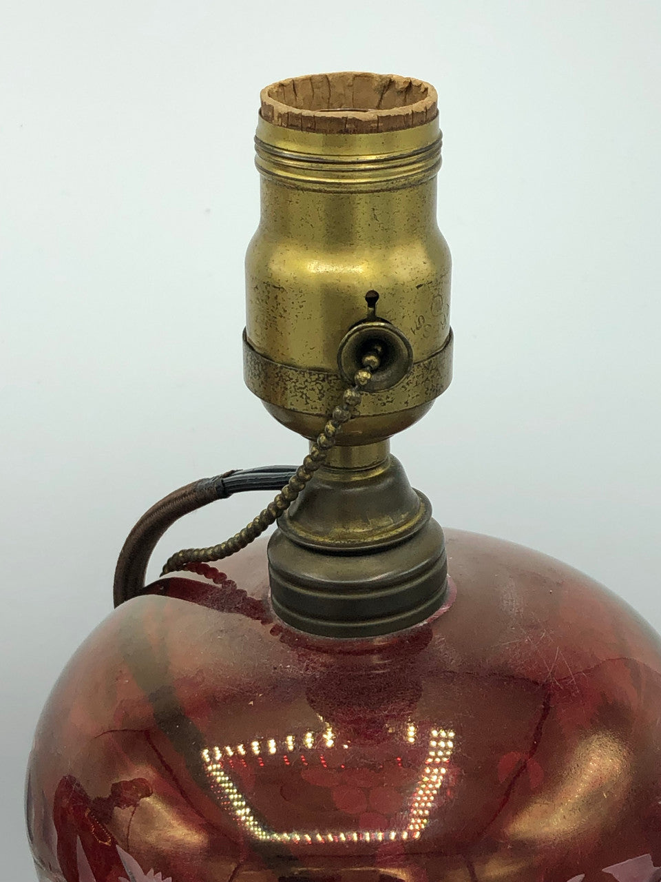Mid Century Early Victorian Ruby Cut Converted oil lamp
