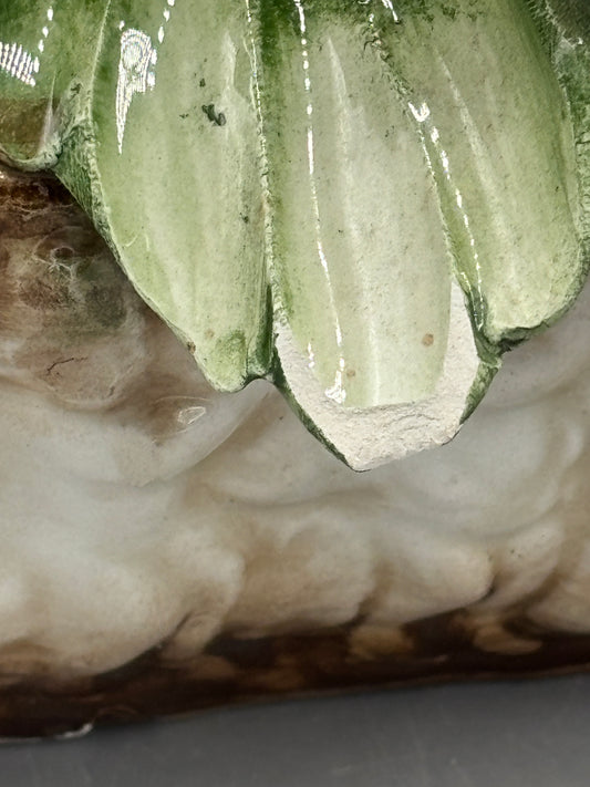 Vintage Capodimonte porcelain flower on half basket