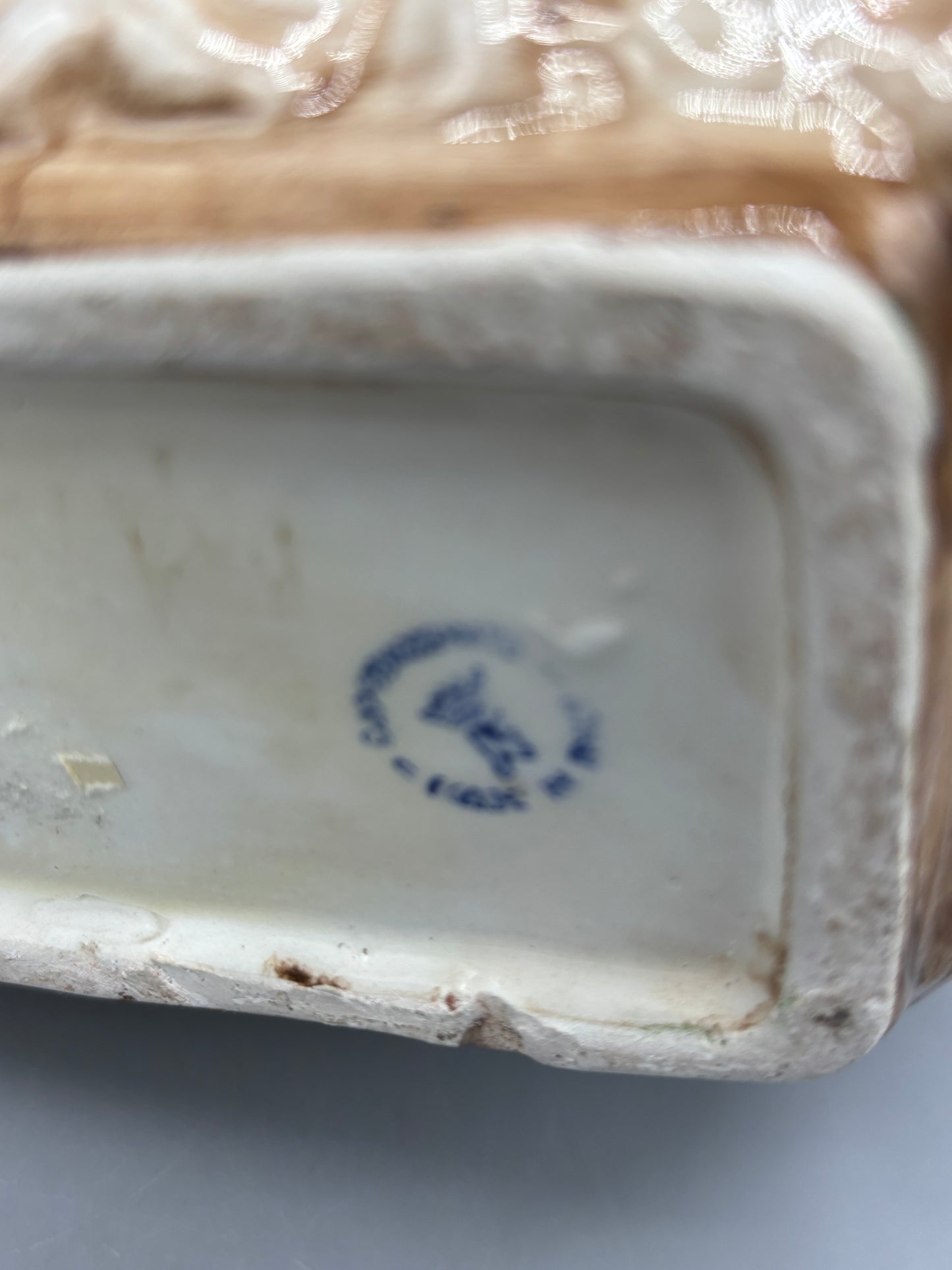 Vintage Capodimonte porcelain flower on half basket