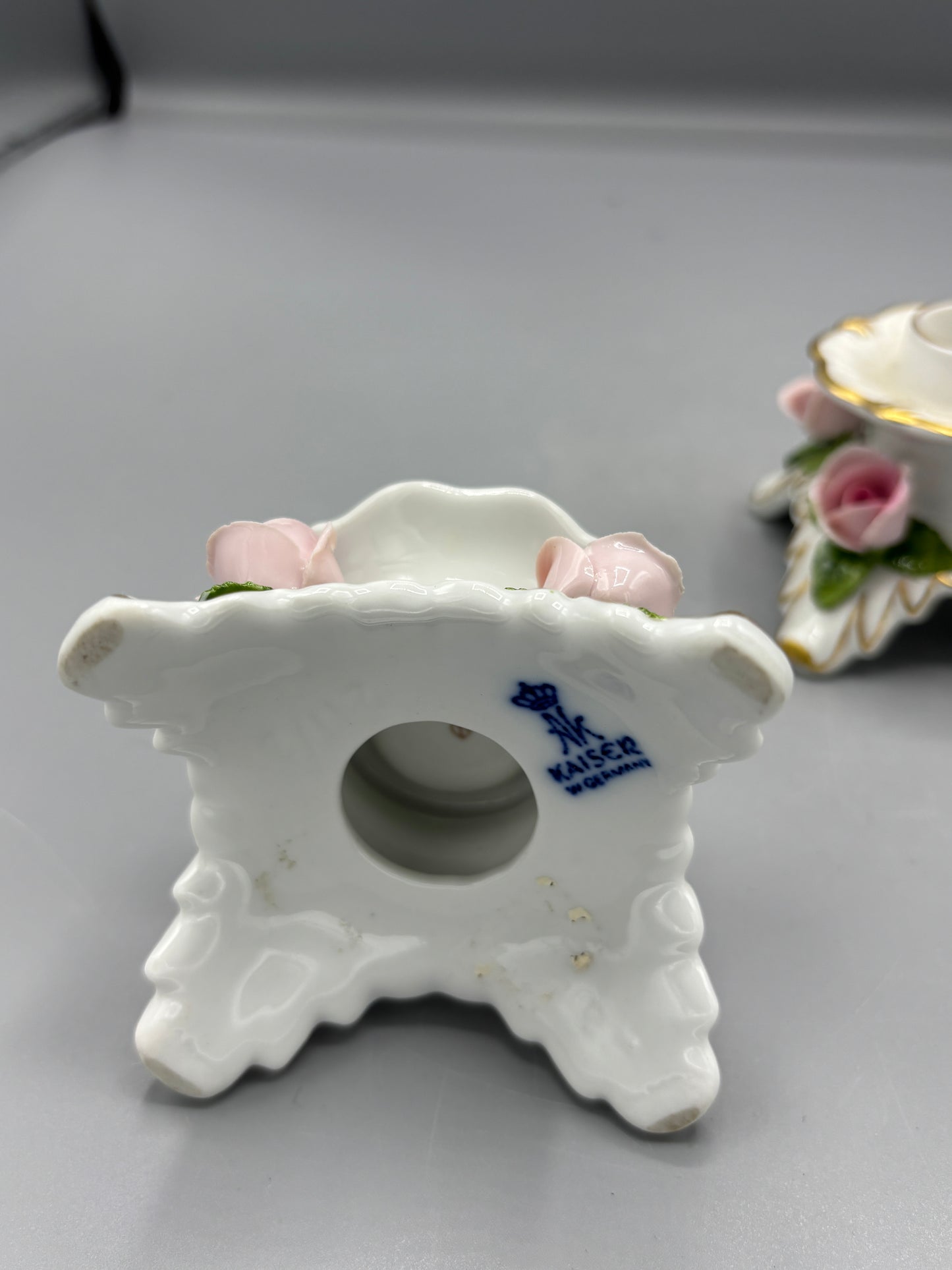 Kaiser German candle holder with porcelain roses
