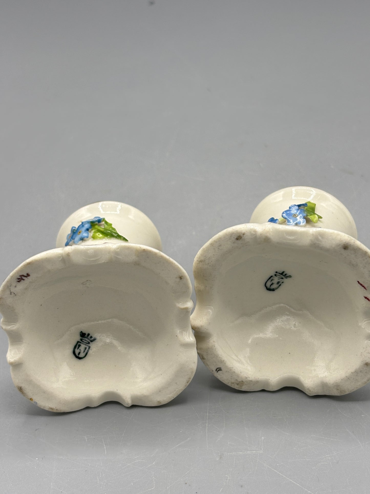 Vintage pair Von Shierholtz German blue candle holders