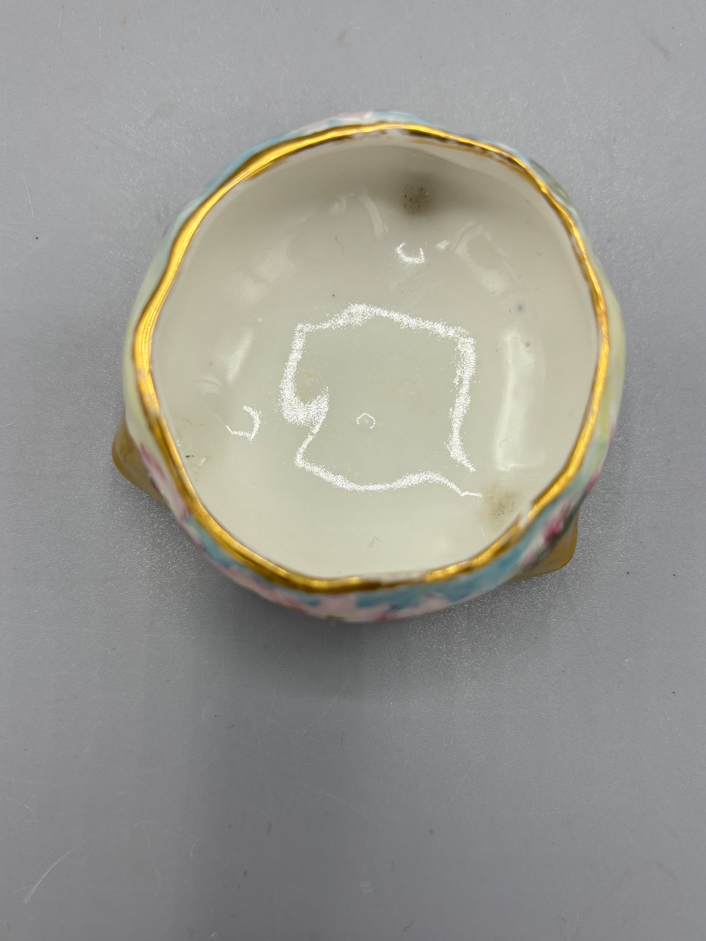 Antique porcelain Vienne Austria pastel floral salt cellar