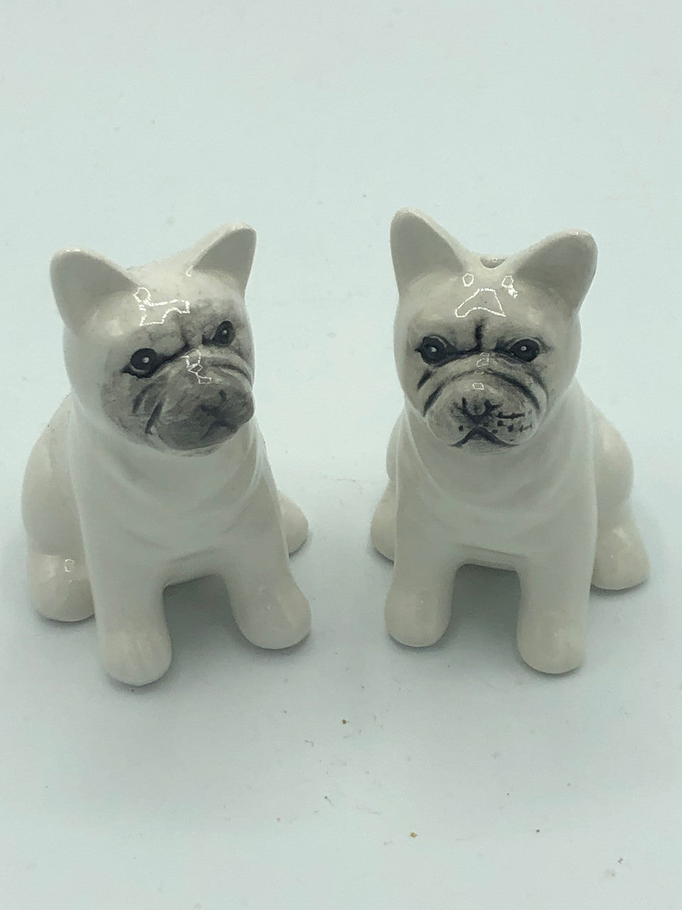 Vintage white French bulldog salt & pepper shakers
