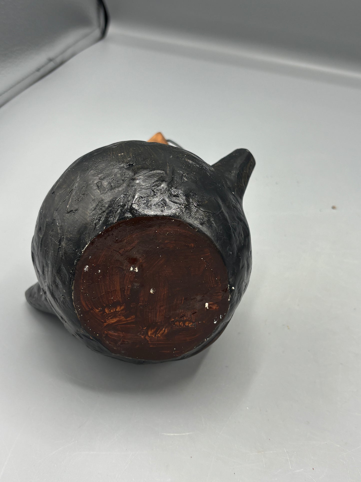 American Folk Art black cat bucket with gold eyes