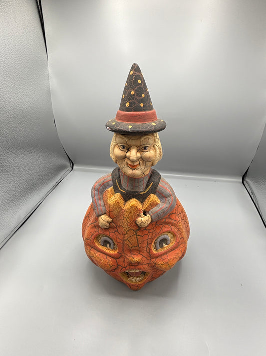 Vintage Witch 2 faced Pumpkin by Midwest