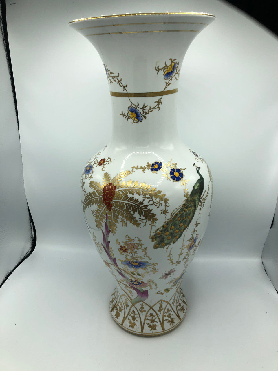 Chelsea House Large Vase with Palm Tree, Monkey, & Birds