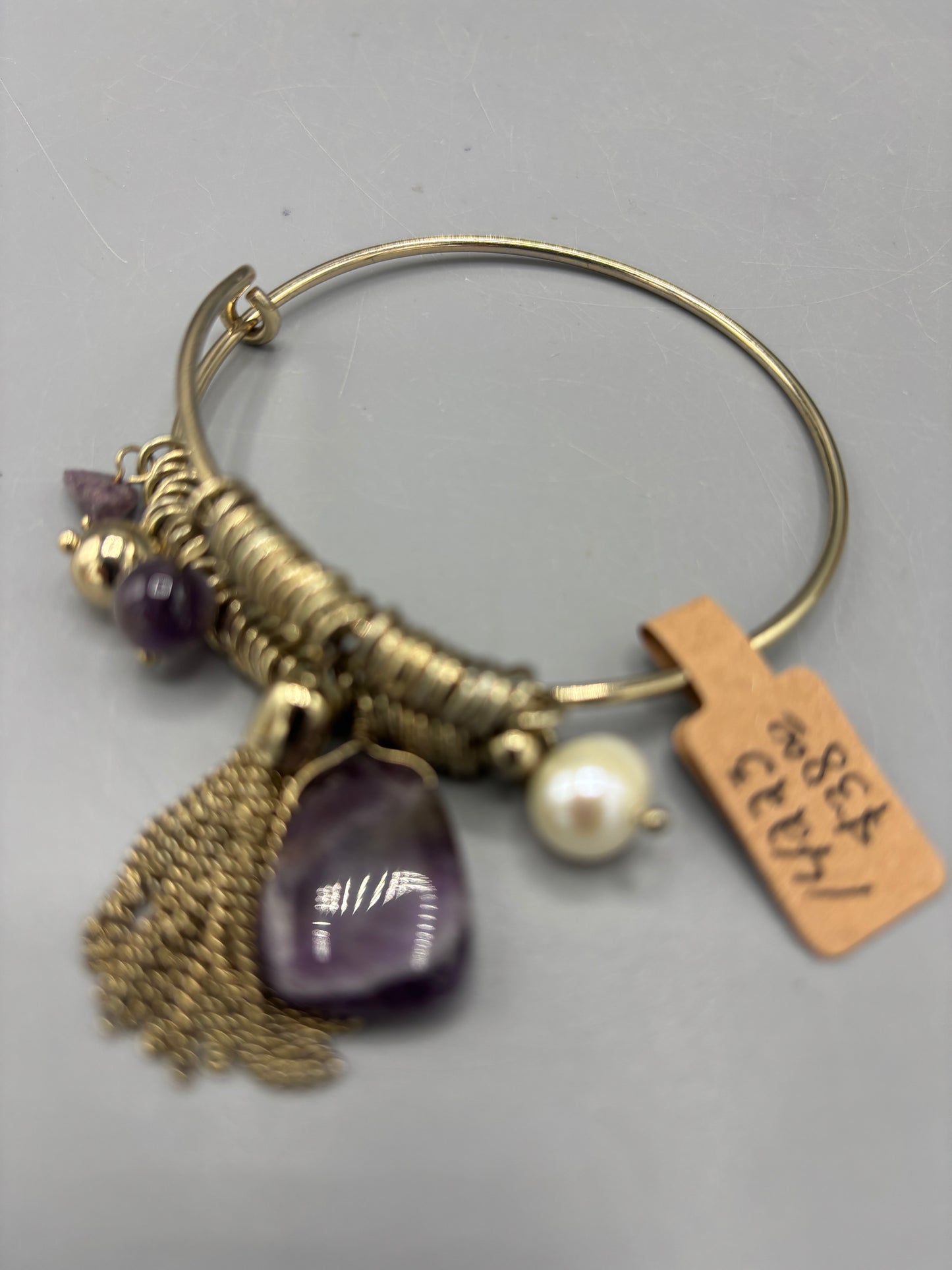 Gold tone twisted Amethyst bracelet