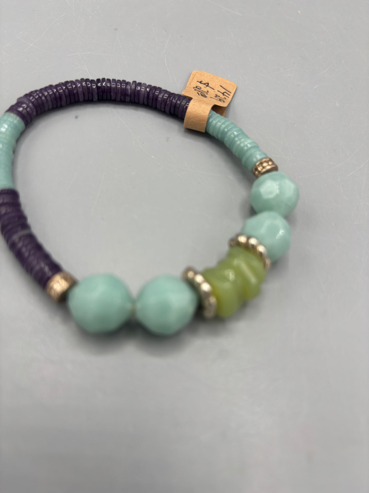 Purple & Turquoise stretch bracelet