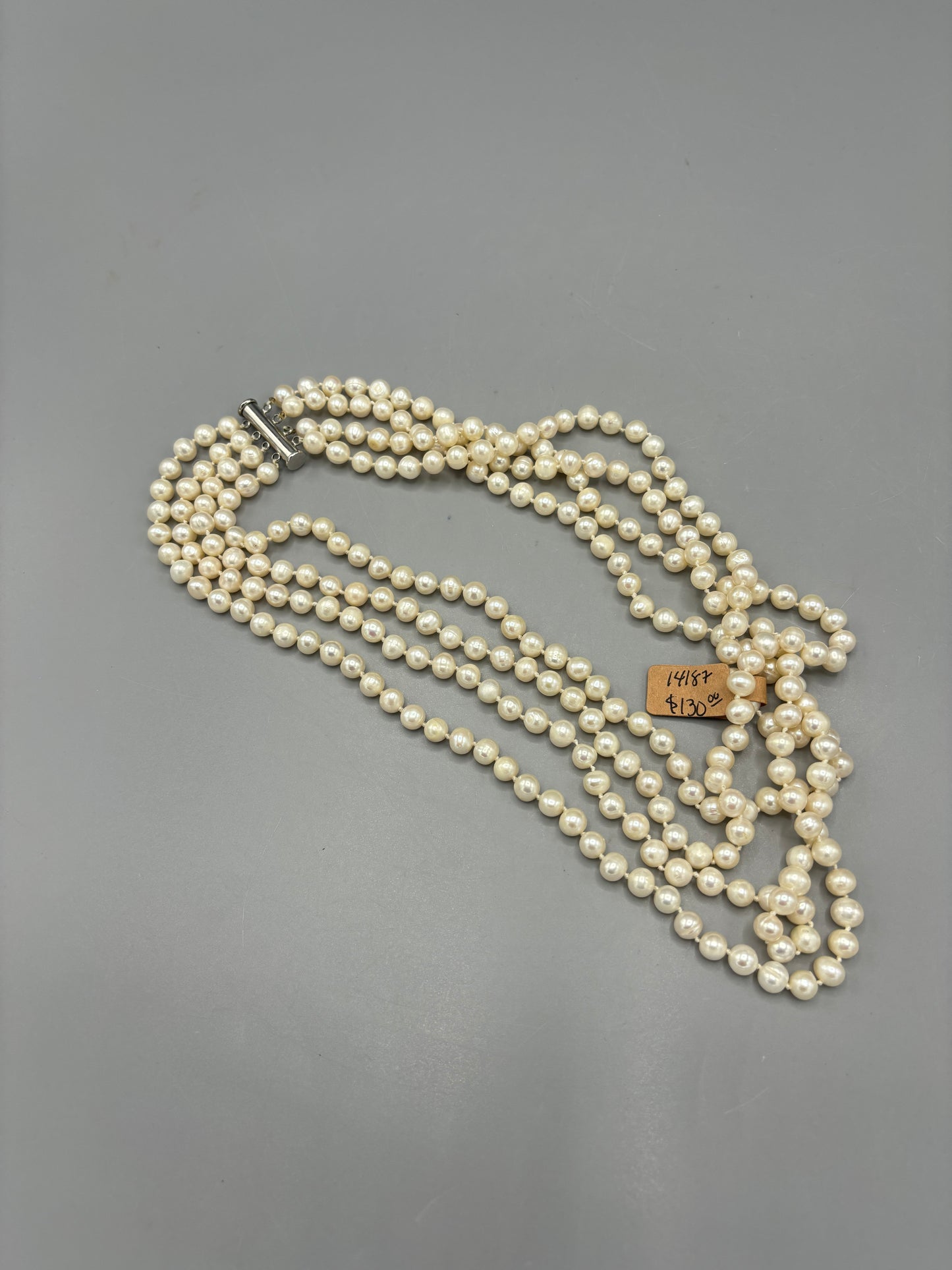 4 Strand Pearl Barrel Clasp
