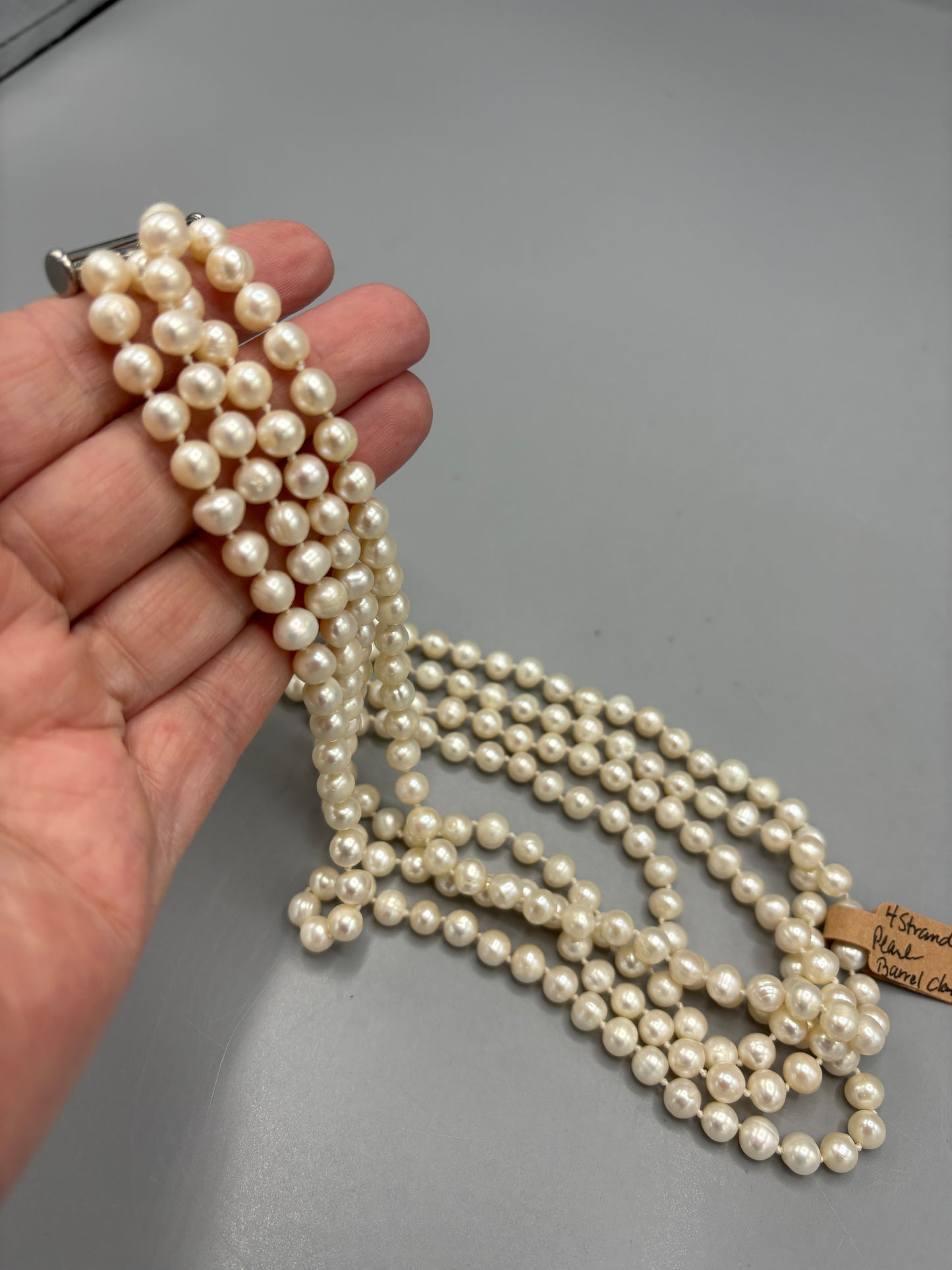 4 Strand Pearl Barrel Clasp