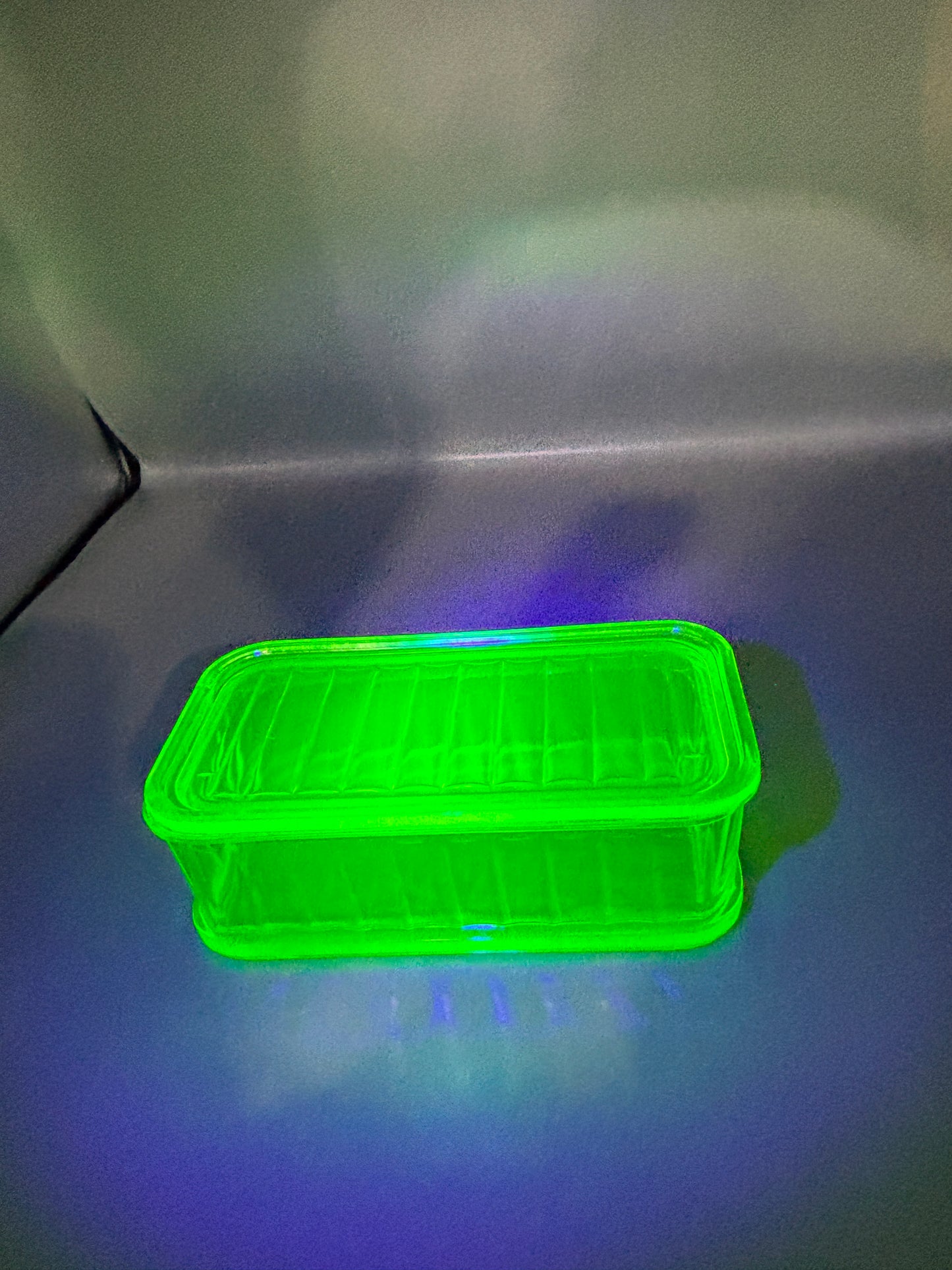 Vintage Uranium glass refrigerator container