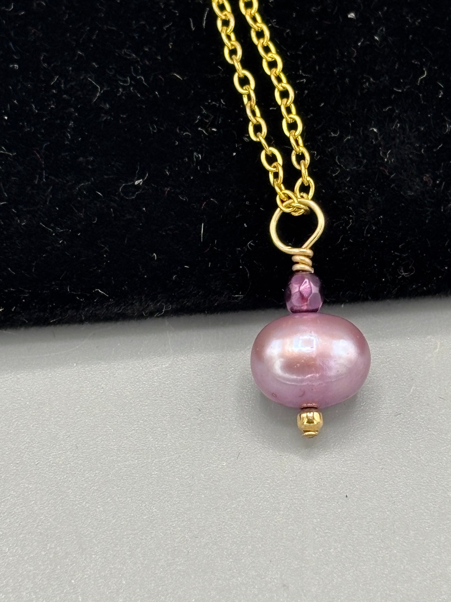 Gold tone with purple pearl Necklace