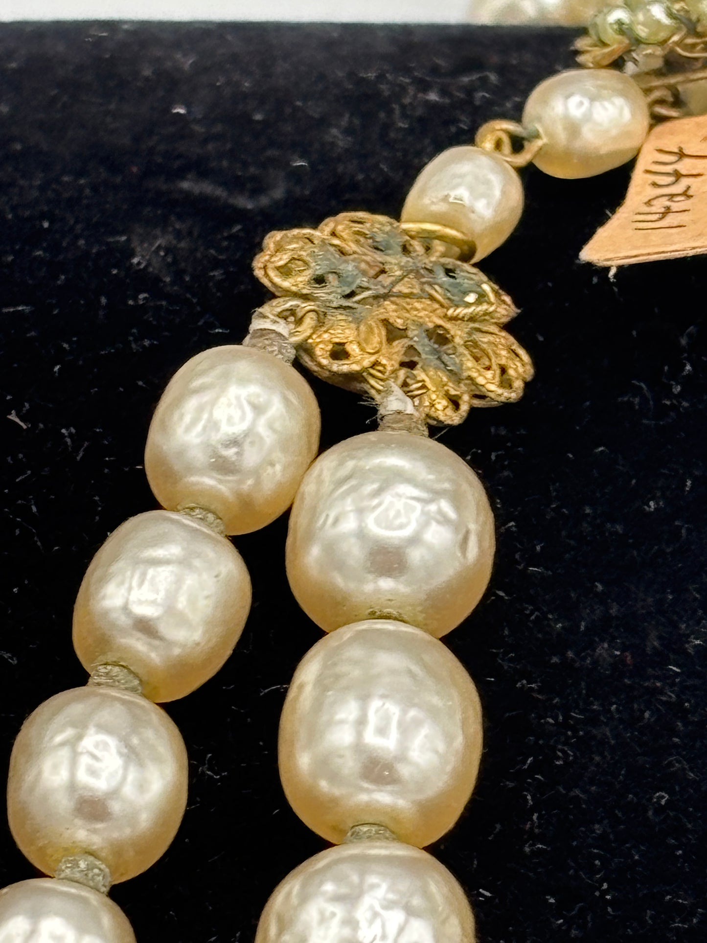 Double row gold tone Pearl choker