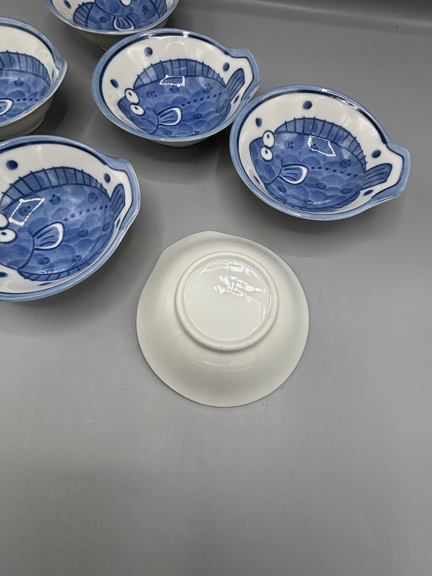 Blue & White Rice bowls with fish