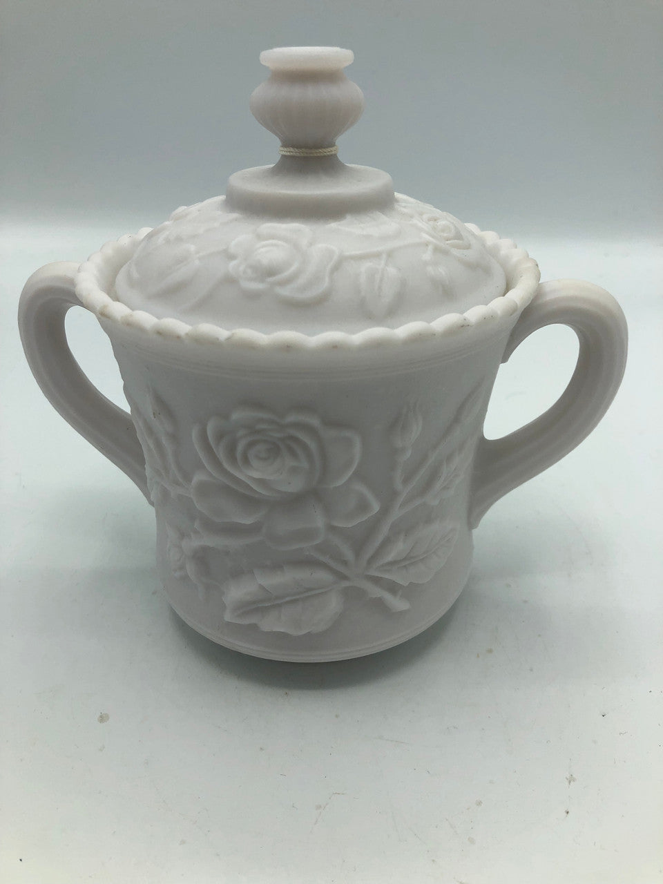 Indiana glass Embossed Rose Sugar Bowl