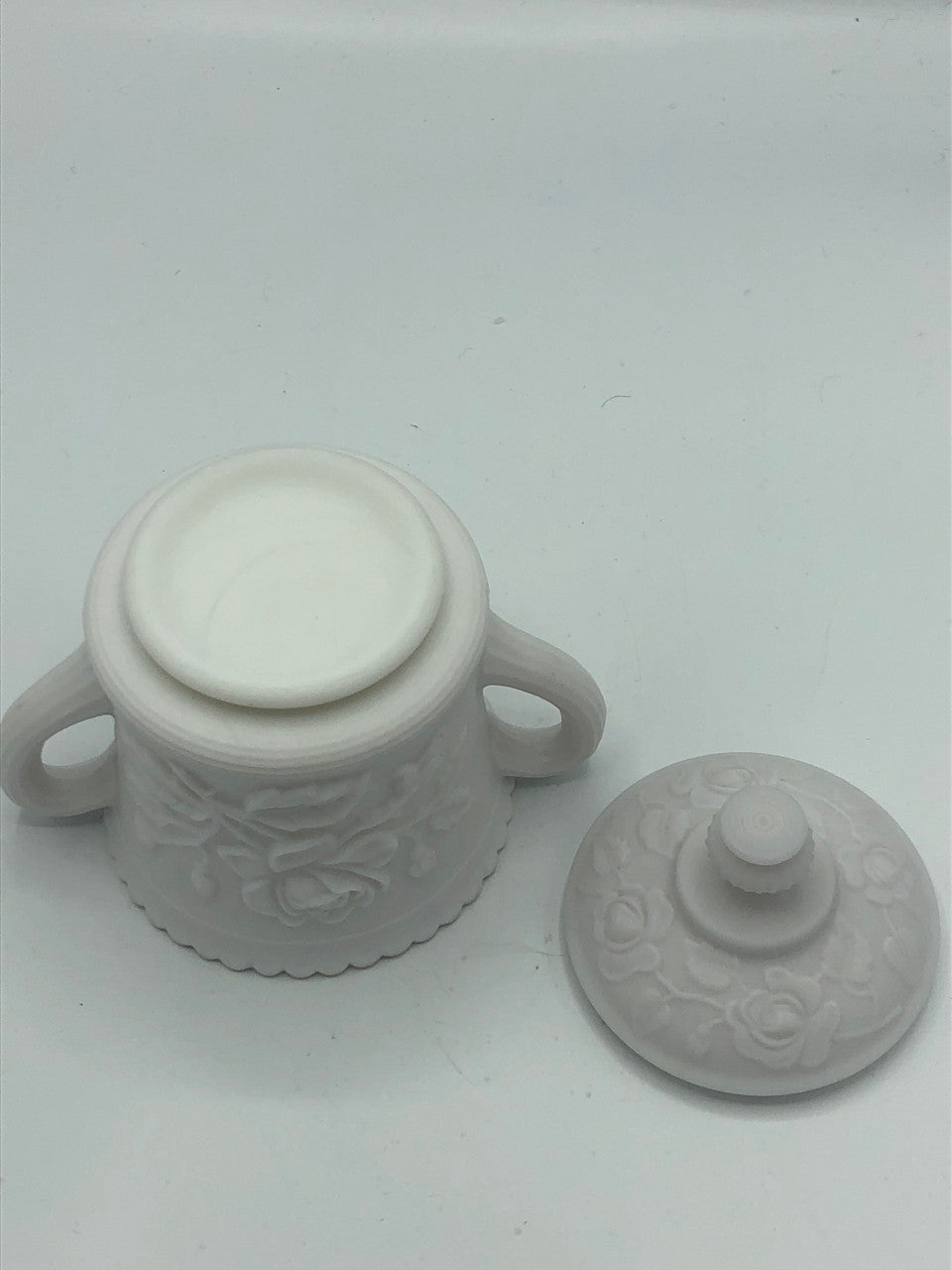 Indiana glass Embossed Rose Sugar Bowl