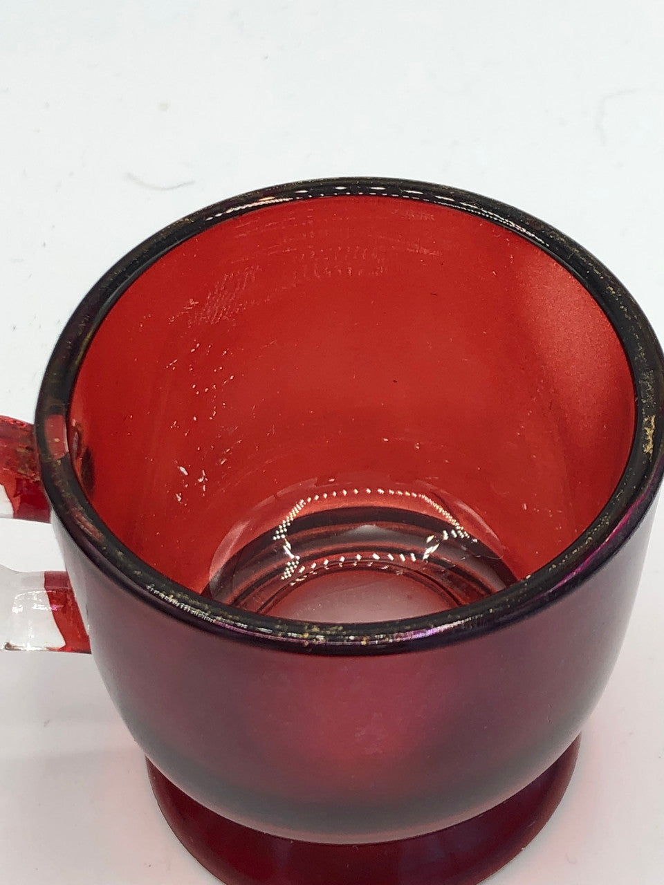 6 Small red glass cups