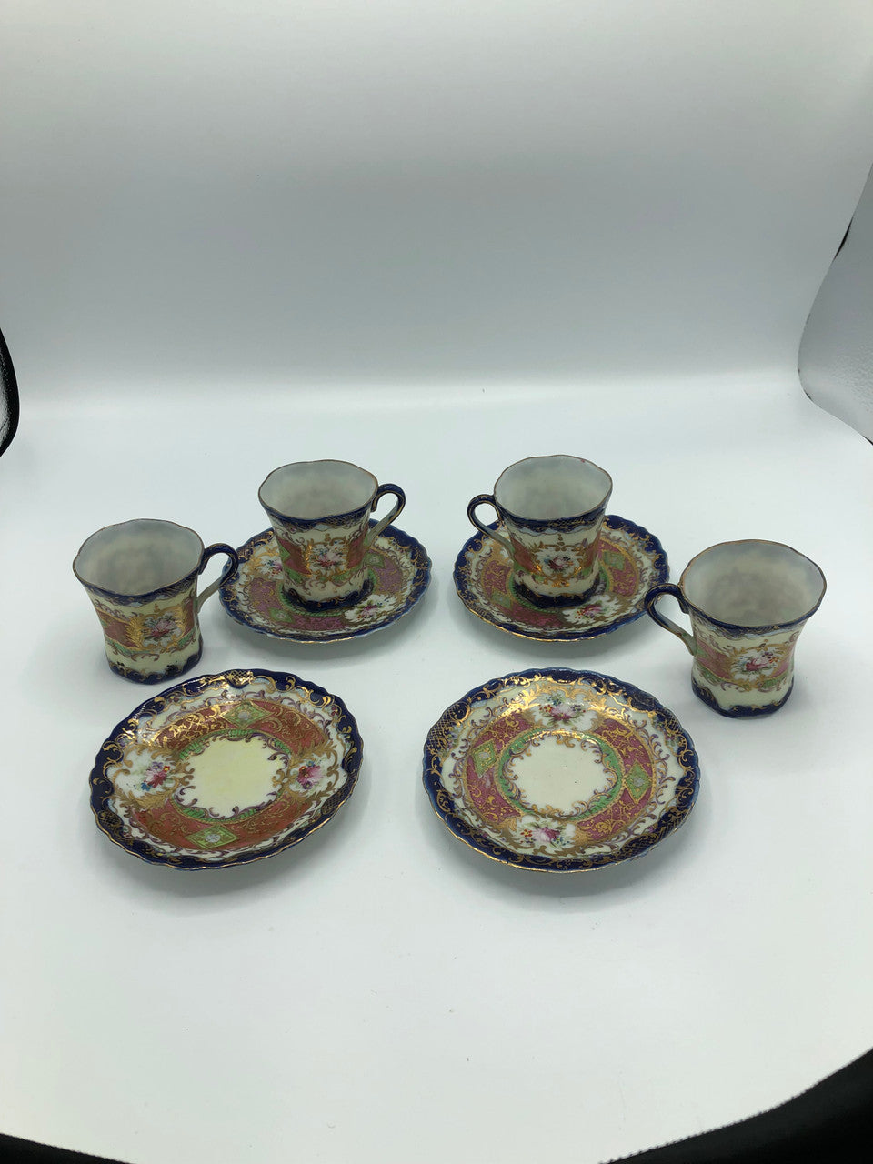 Vintage Royal blue & Floral Porcelain Teacup & Saucer