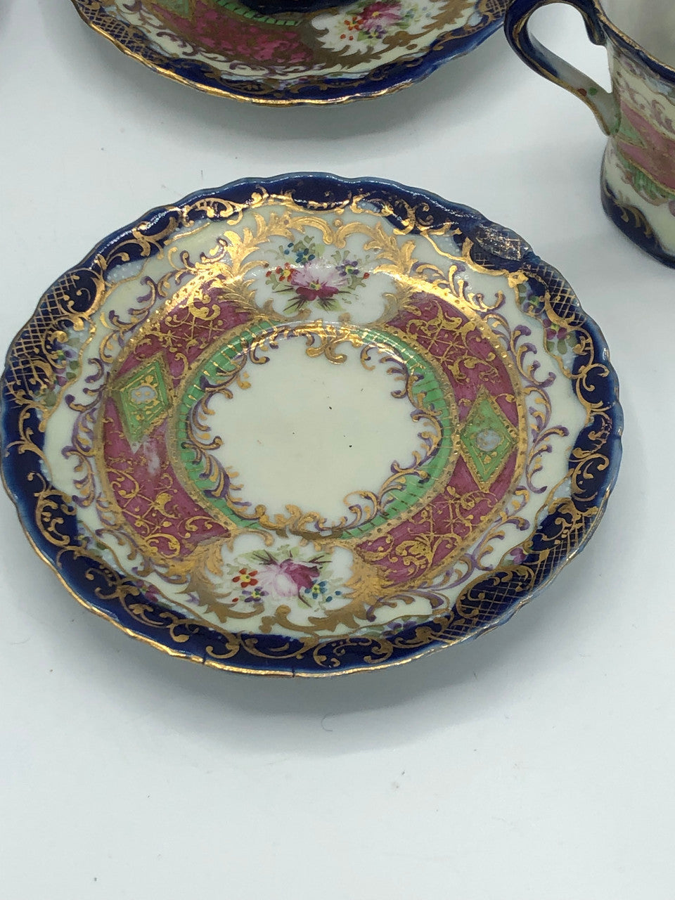 Vintage Royal blue & Floral Porcelain Teacup & Saucer