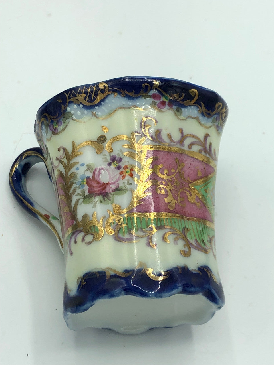 Vintage Royal blue & Floral Porcelain Teacup & Saucer