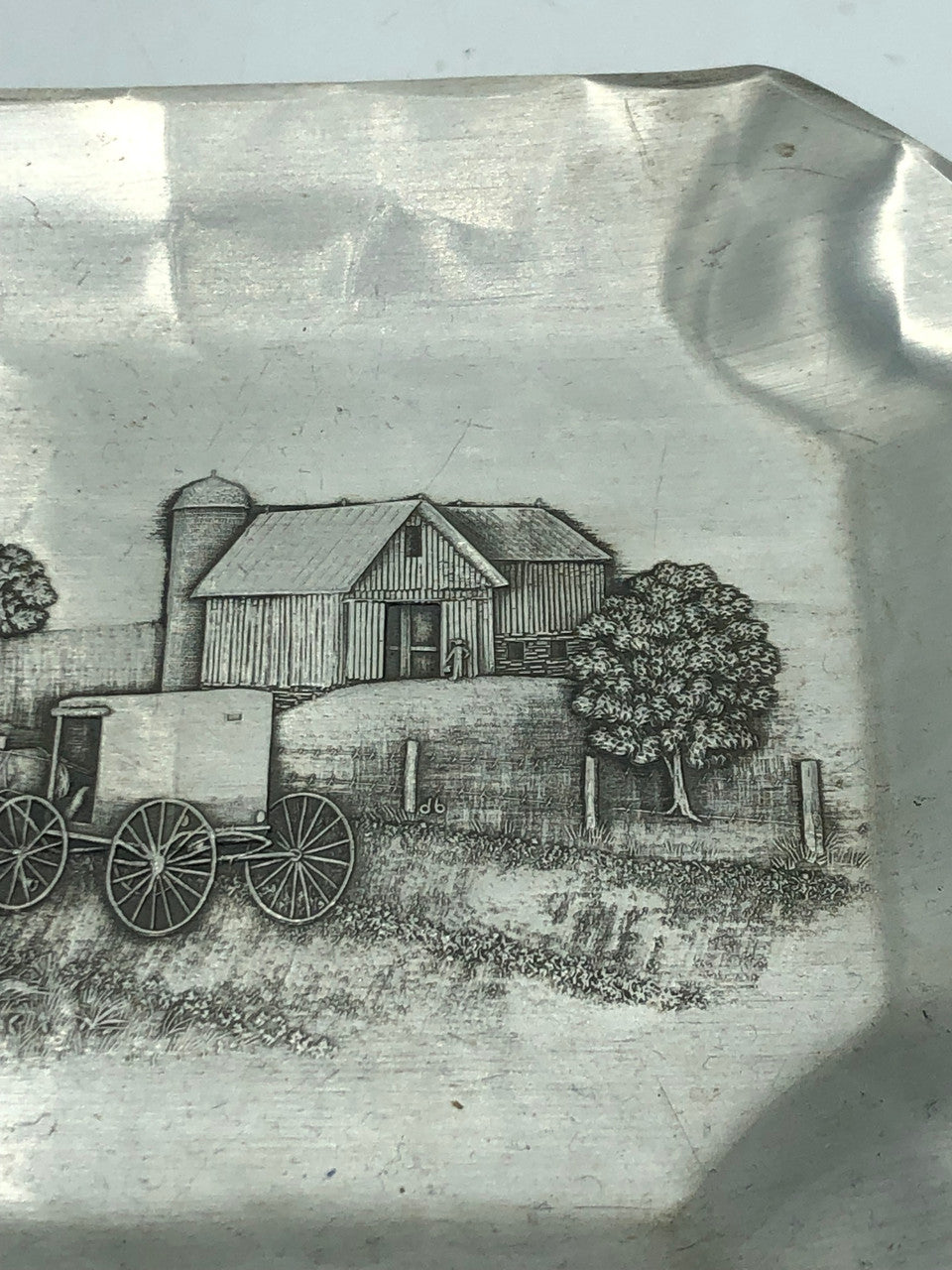 Wendell August Forge Metal Plate with farm scene