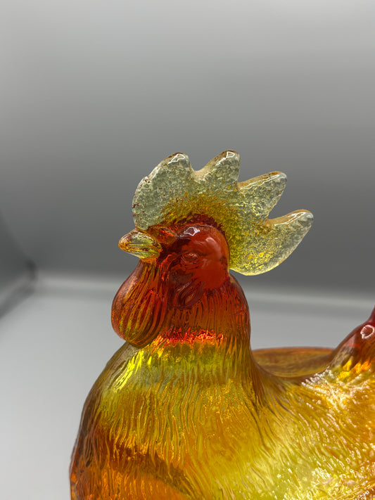 Vintage Honey Amber glass rooster