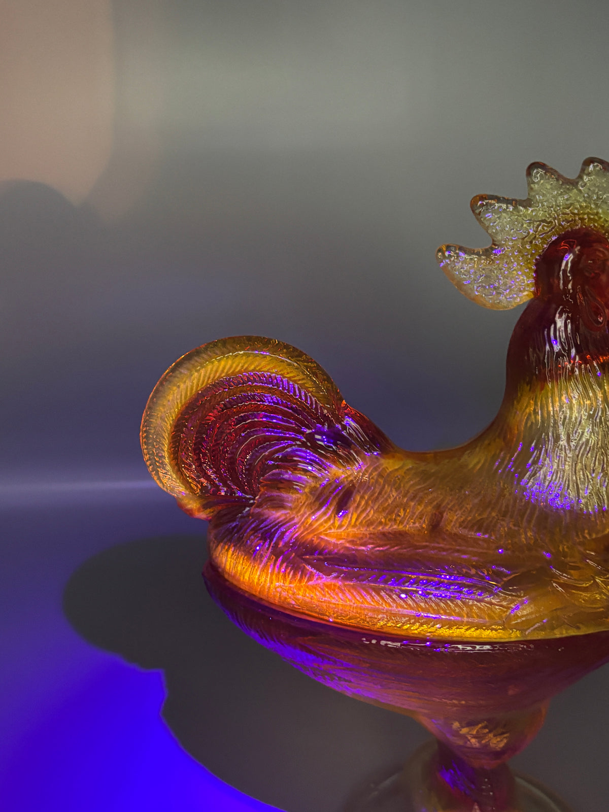 Vintage Honey Amber glass rooster