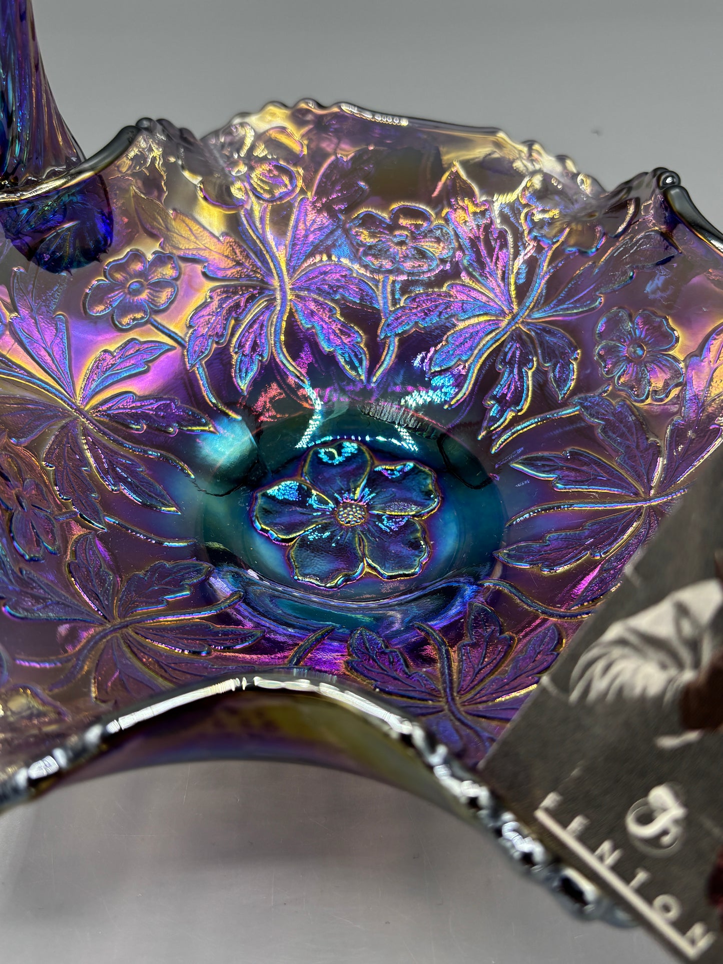 Vintage Fenton Art glass Amethyst Carnival Basket