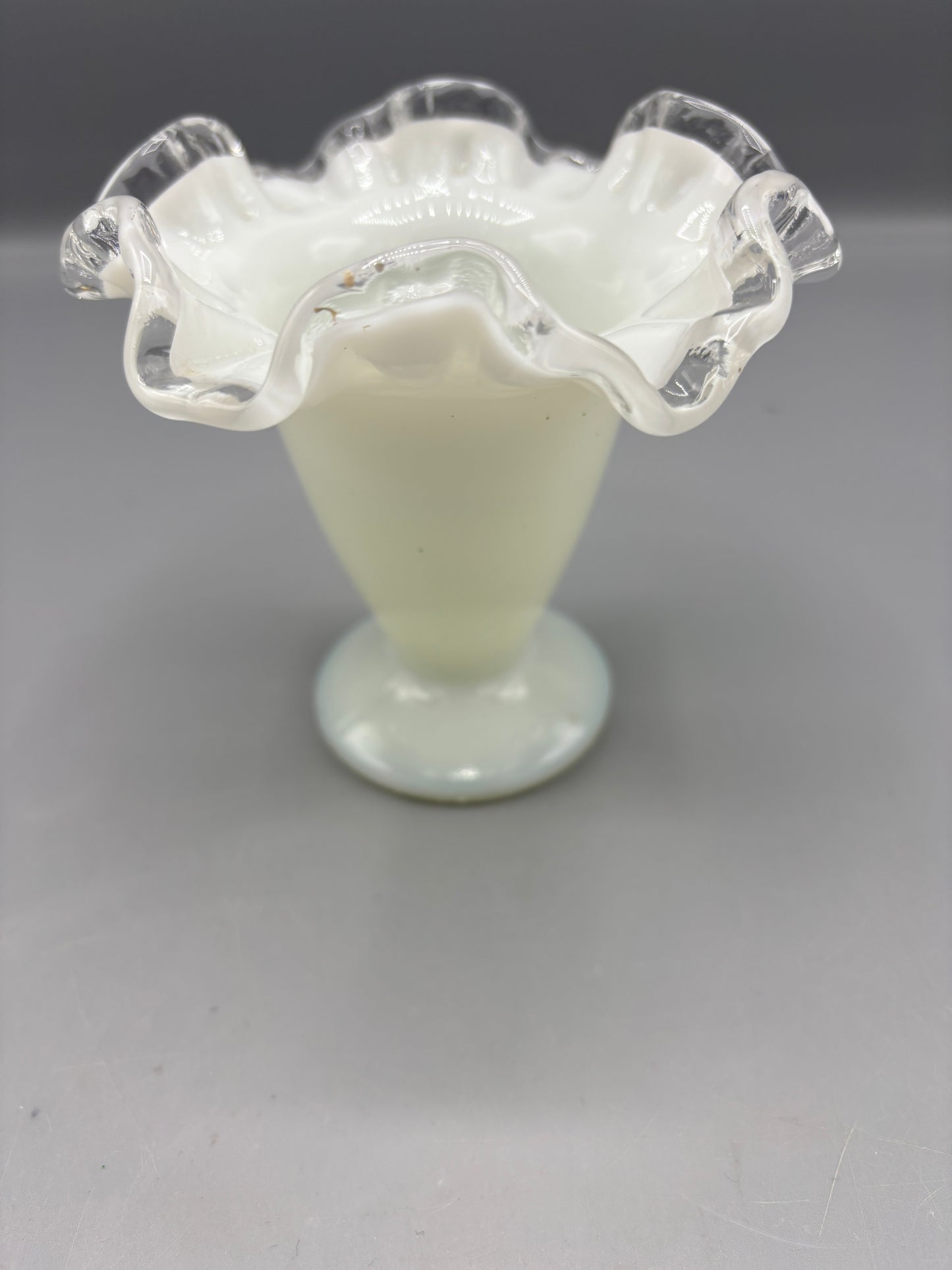 Fenton silver crest milk glass trumpet